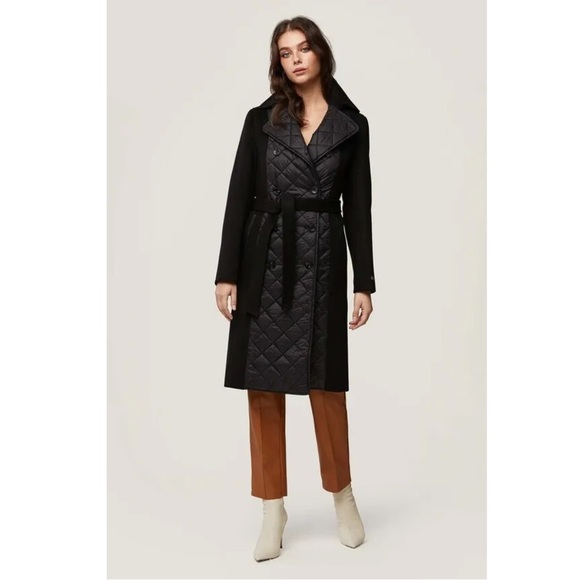 SOIA & KYO Christa Mixed Media Wool Coat • NWOT• Size M• - Picture 4 of 7